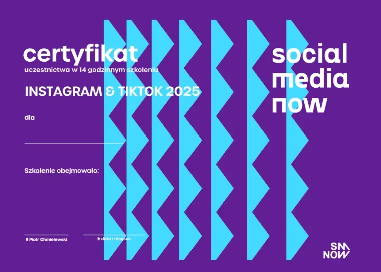 Certyfikat uczestnictwa w szkoleniu Rolki & TikTok